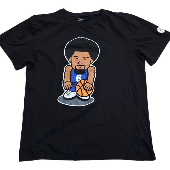 Bitmoji Dr J Julius Erving Caricature Basketball Player Black T-Shirt Men Medium - Picture 1 of 4